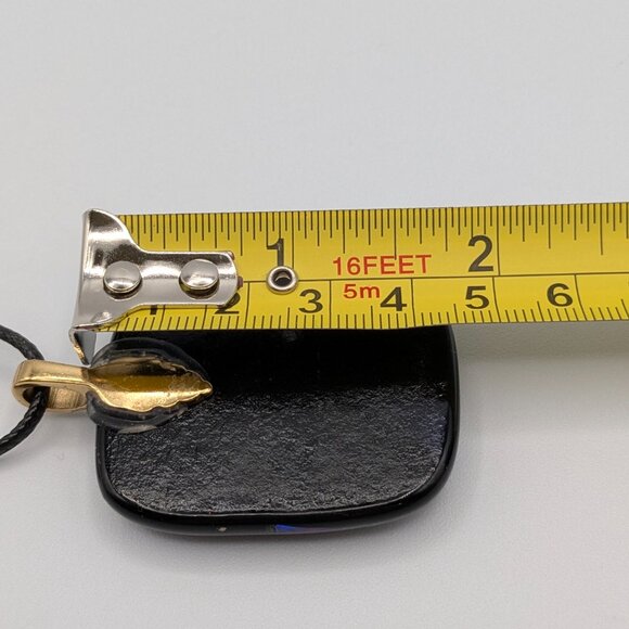 Fused Glass Dichroic Necklace, Pendant, Black Cord, 18", Multicolor - Picture 6 of 10